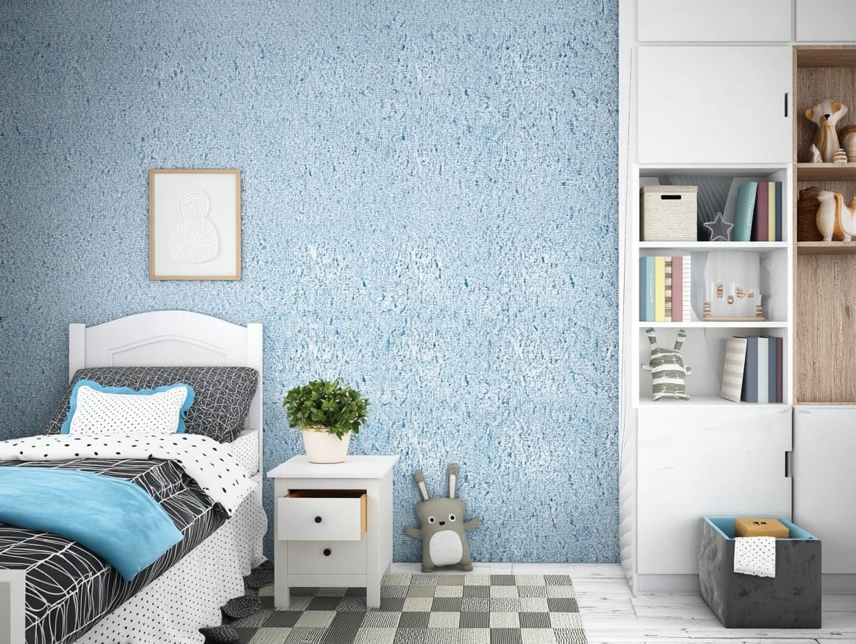 Жидкие обои в интерьере спальни