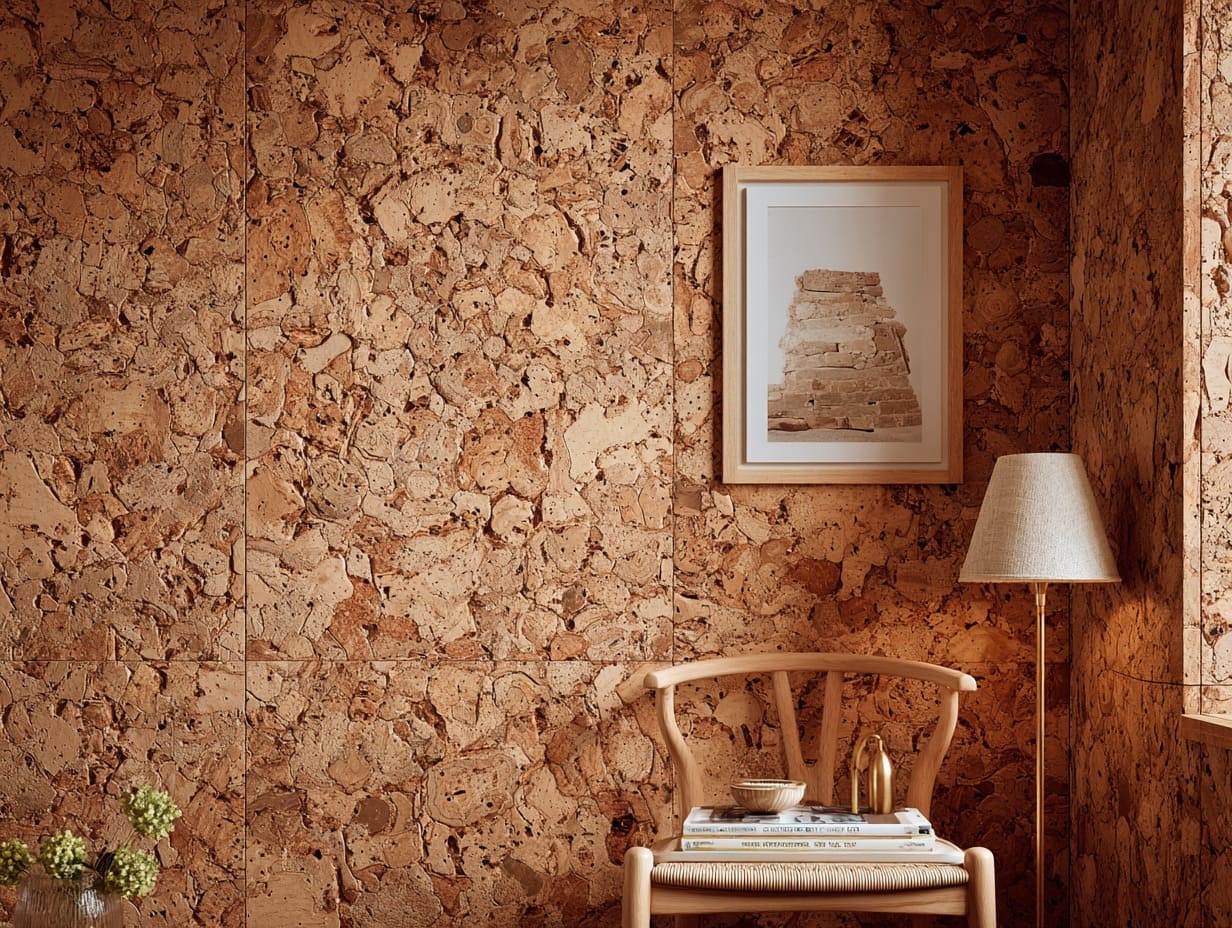 Пробковое покрытие на стене