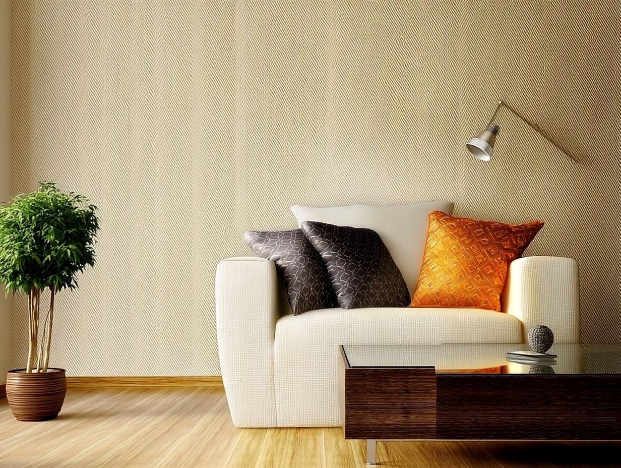 Стеклообои на стене гостиной