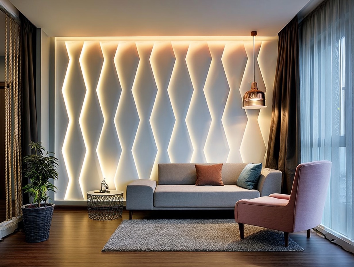 Световые панели в гостиной