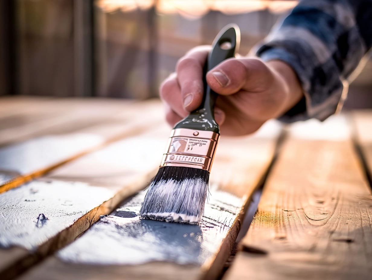 Покрытие деревянных досок кисточкой