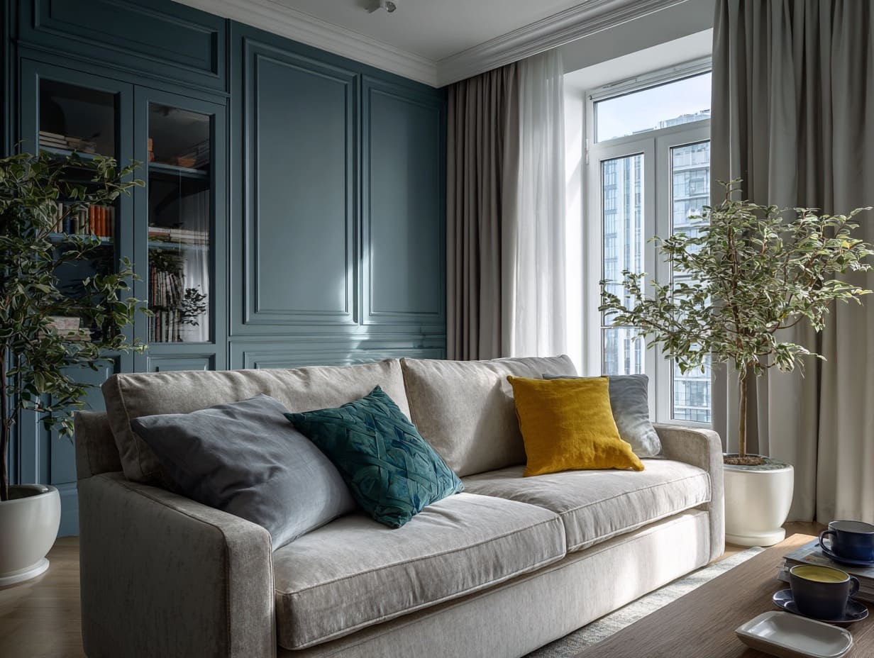 Гостиная в изумрудной гамме