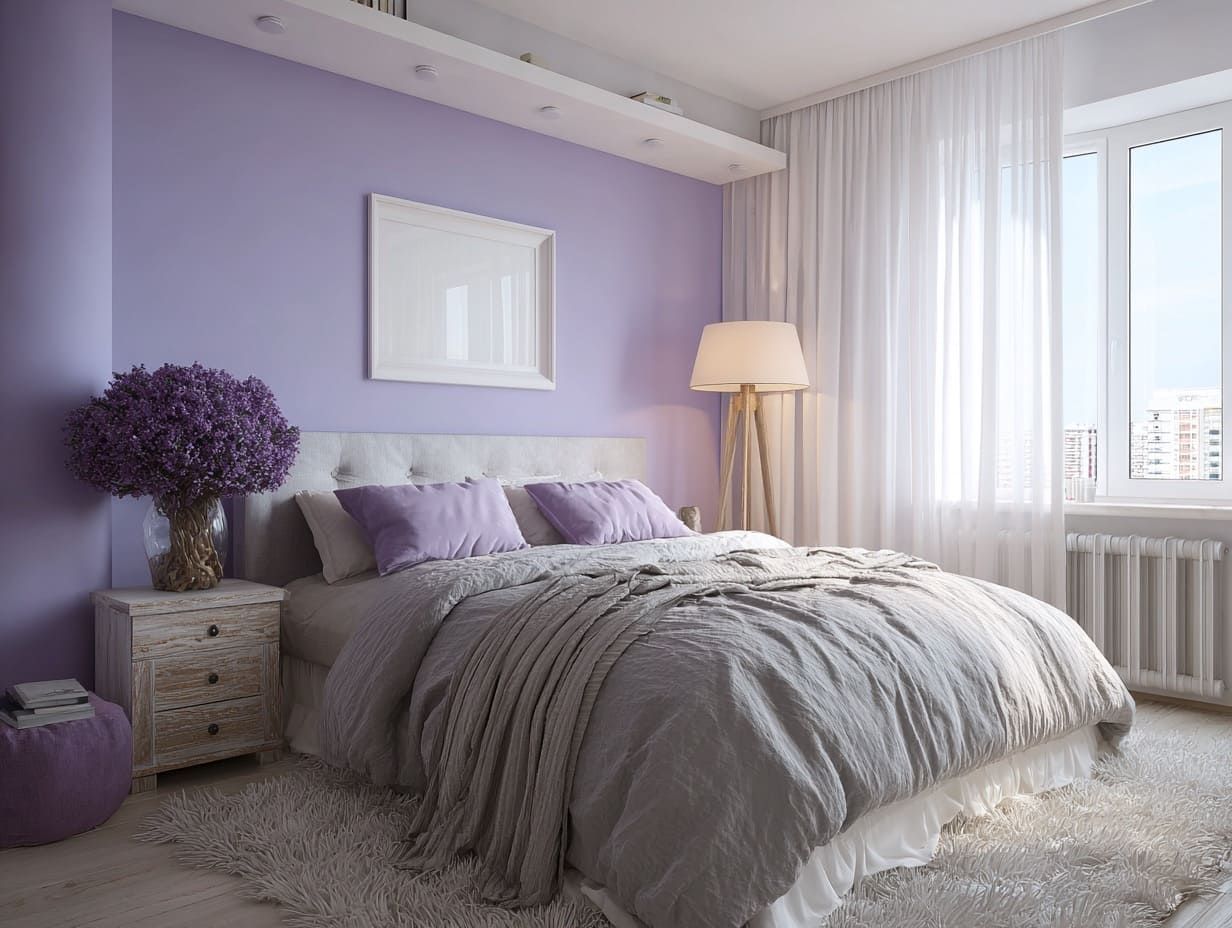 Спальня в лавандовой палитре