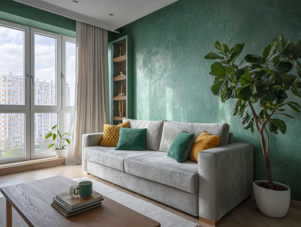 Гостиная в зеленой гамме